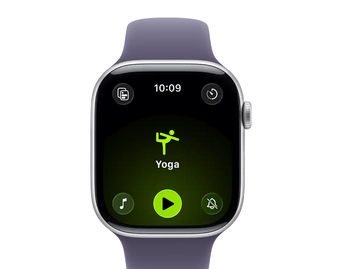 Apple Watch kijelző rajta a Yoga edzés