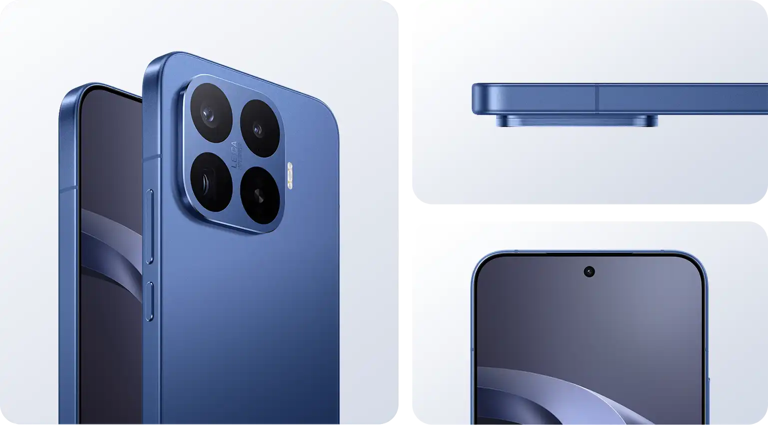 Xiaomi 17T Pro mélykék színben, közeli kamera- és kijelző-részletekkel