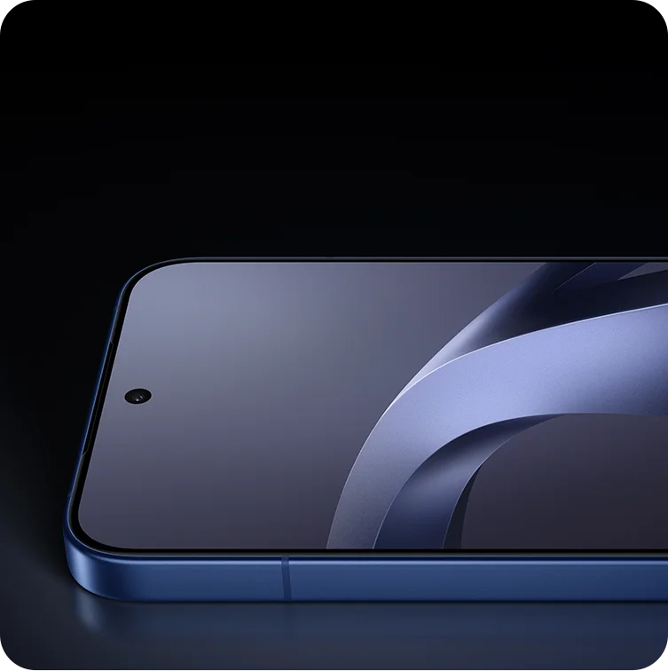 Xiaomi 17T Pro kijelzőjének felső éle, Vision Care háttérképpel